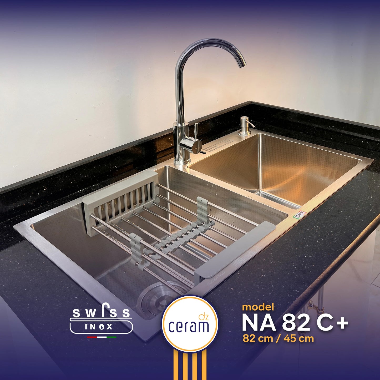 EVIER SWISS INOX 82-45C+ NANO TECHNO