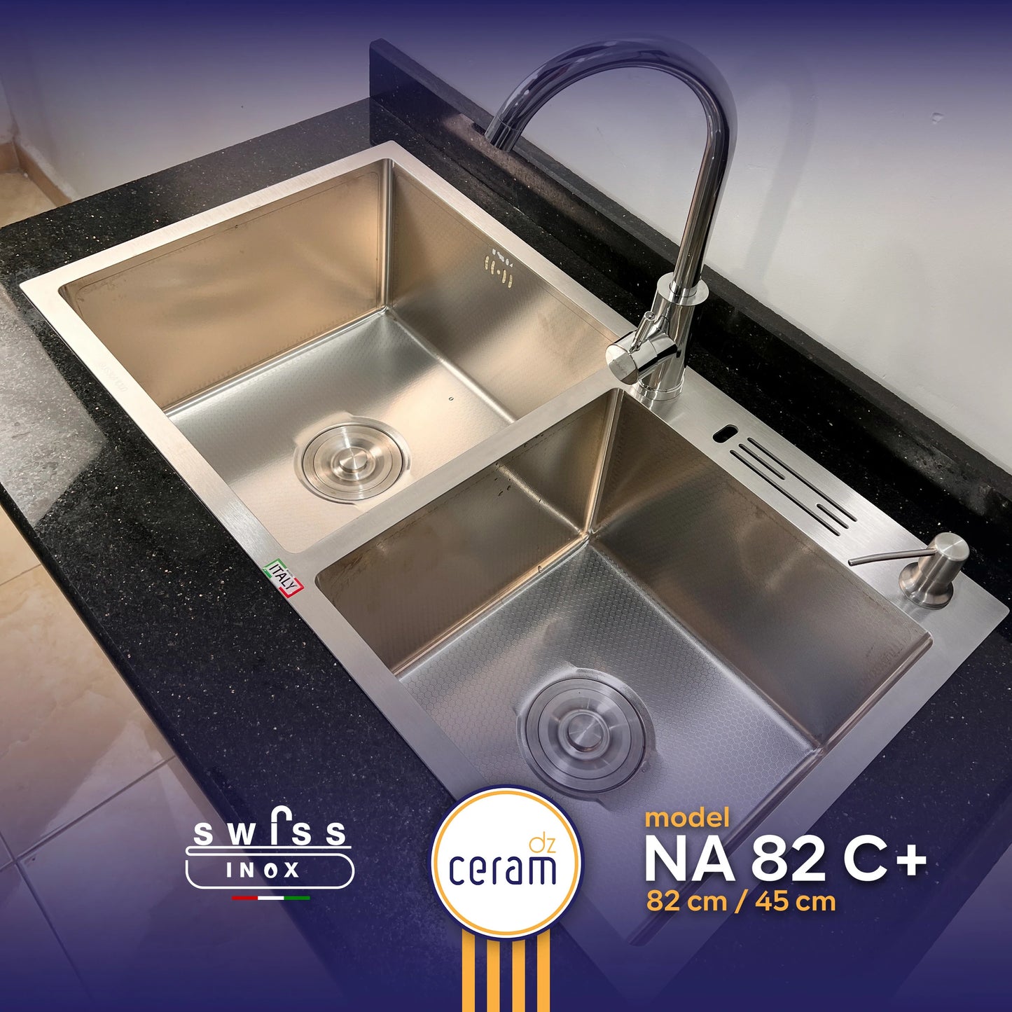 EVIER SWISS INOX 82-45C+ NANO TECHNO