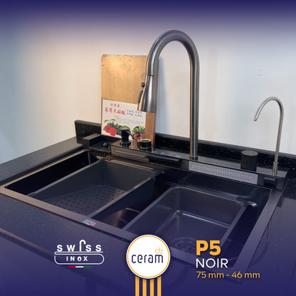 Evier piano 5 boutons swiss inox حوض مطبخ بيانو بخمسة مقابض