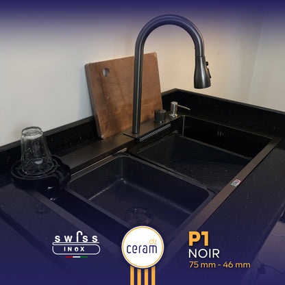 EVIER SWISS INOX P1 NOIR INOX 304 NANO