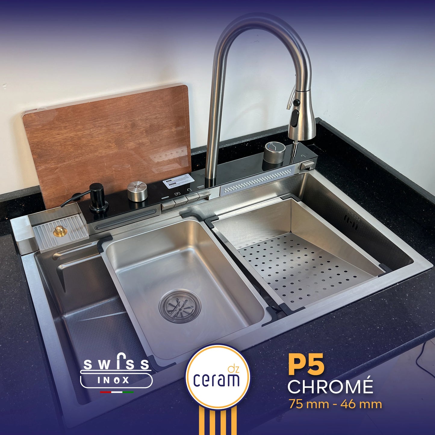 EVIER PIANO  5 BOUTTONS  Swiss Inox