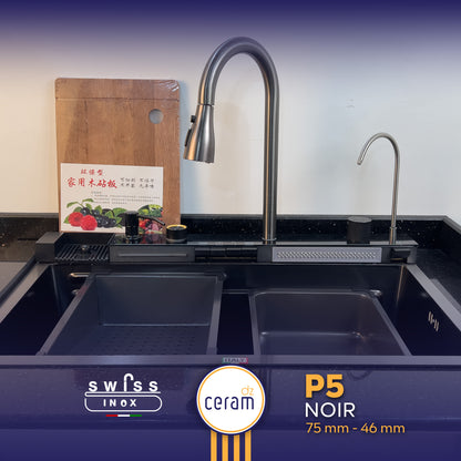 Evier piano 5 boutons swiss inox حوض مطبخ بيانو بخمسة مقابض
