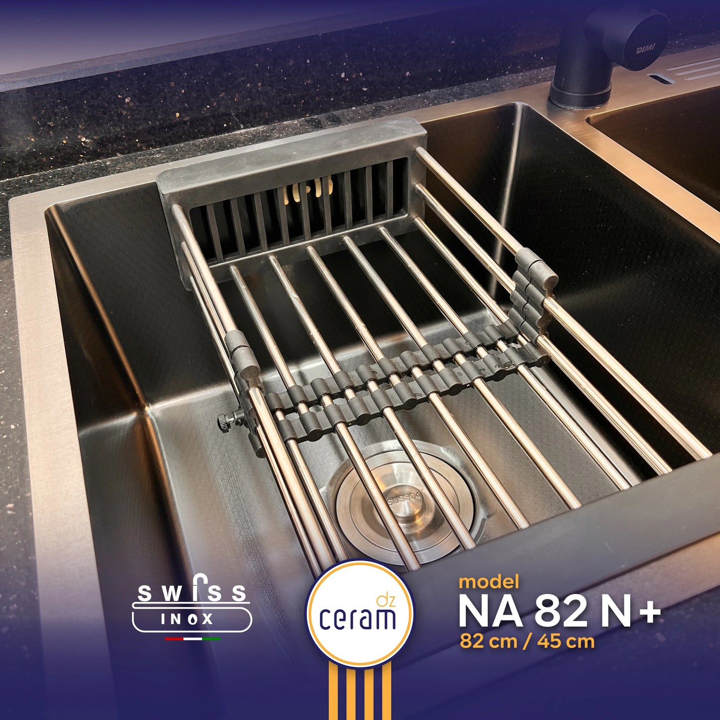 EVIER SWISS INOX NANO 82x45 NOIR