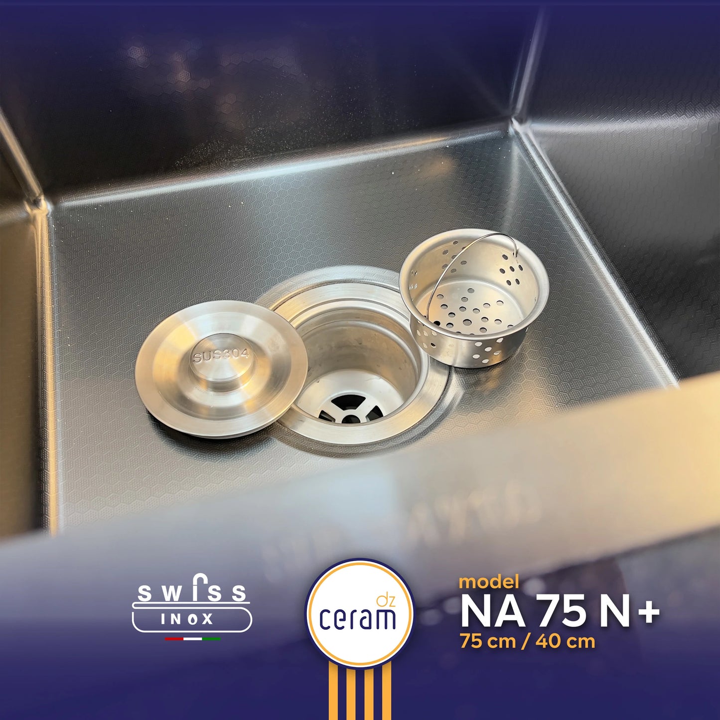 EVIER SWISS INOX 304 75 NANO N+