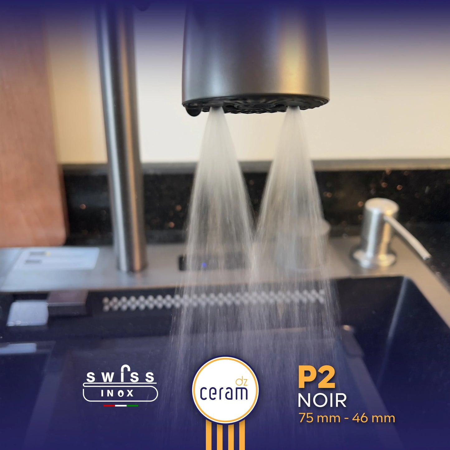 EVIER PIANO 2 BOUTTONS SWISS INOX AVEC NANO