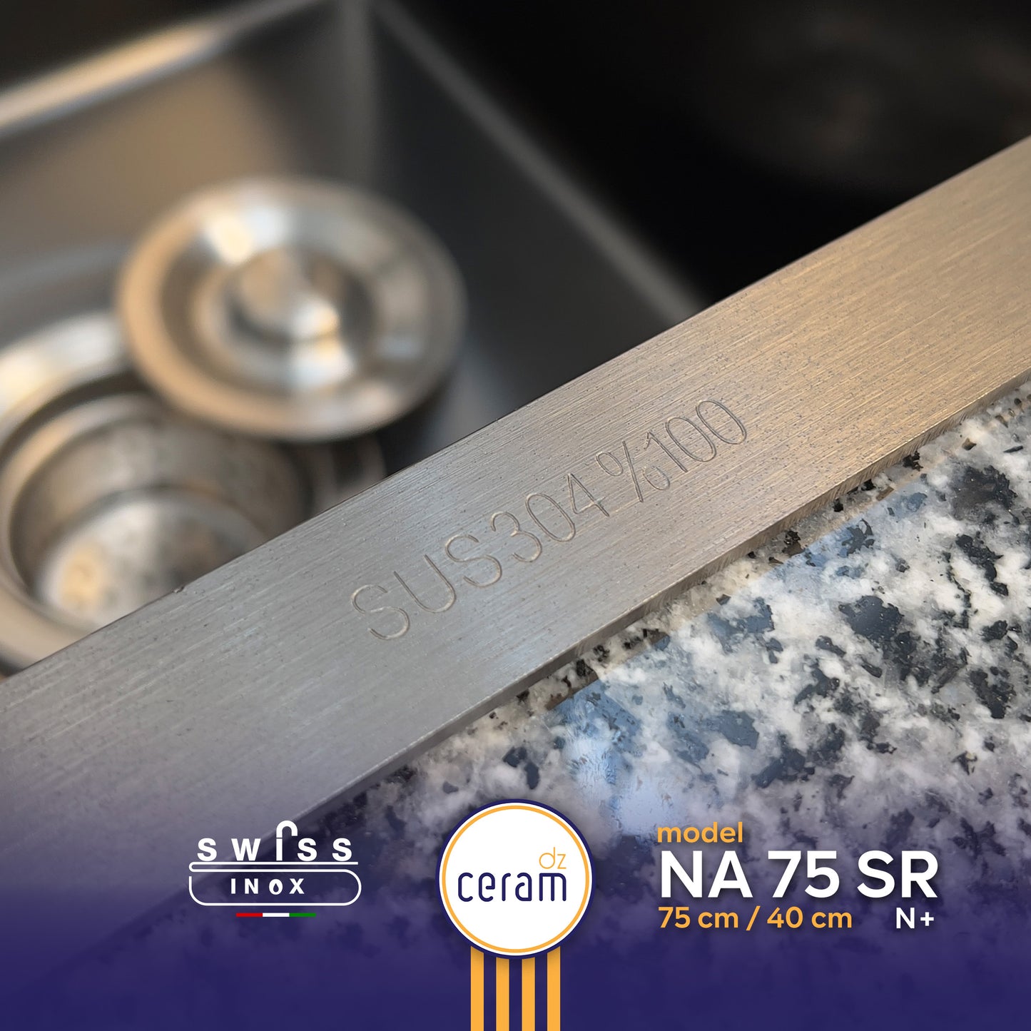 Mécanisme Cuivre --SWISS INOX -- 75x40 cm Noire avec Porte Serviette