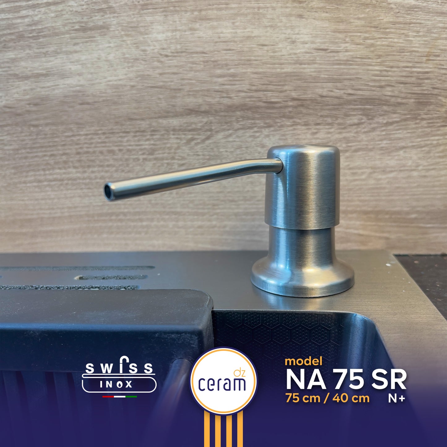 Mécanisme Cuivre --SWISS INOX -- 75x40 cm Noire avec Porte Serviette