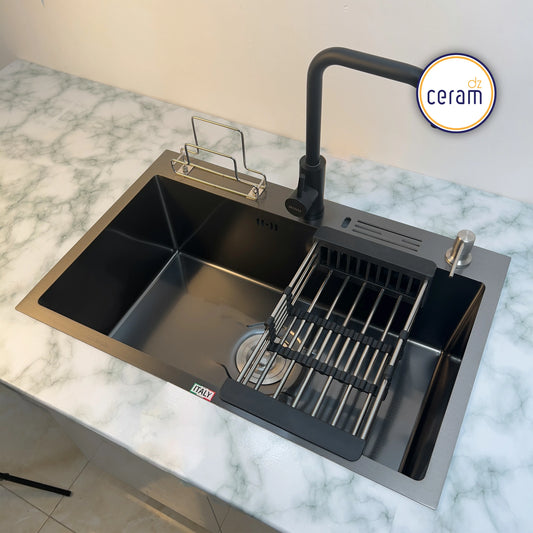 Mécanisme Cuivre --SWISS INOX -- 70x45 Noire NANO avec Porte Serviette