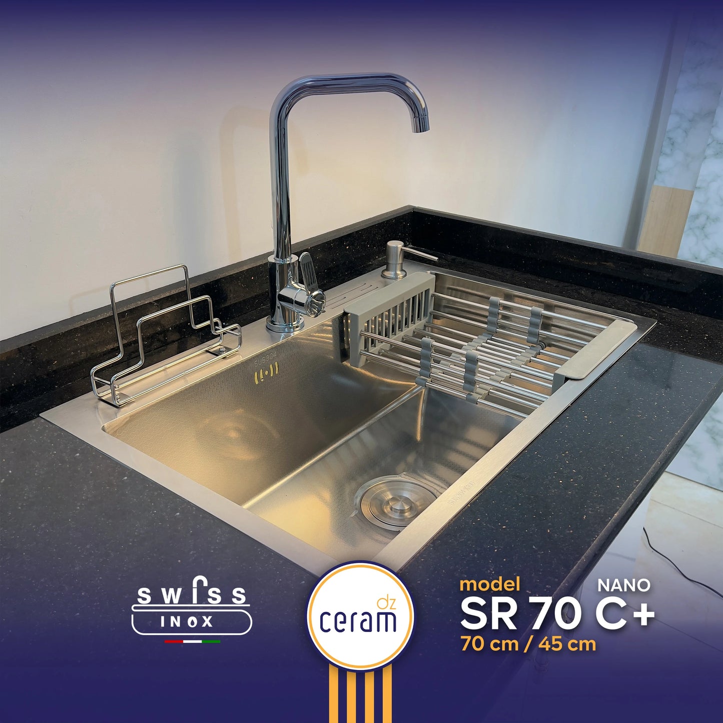 EVIER SWISS INOX 70-45 C+ NANO