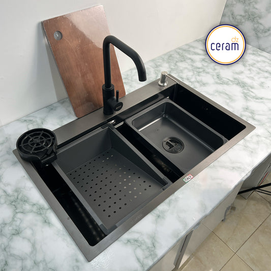 EVIER SWISS INOX 304 100% P75 NOIR