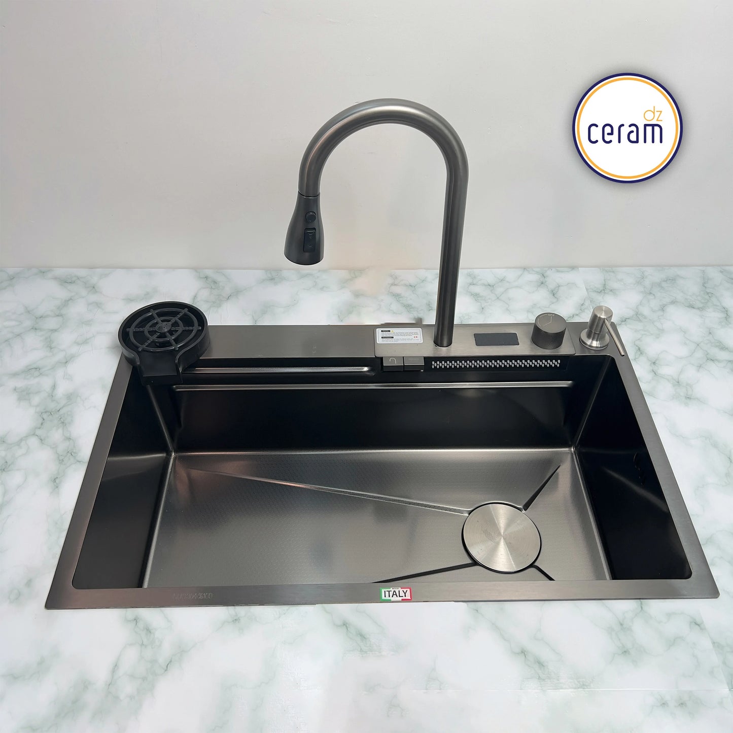 Evier PIANO 2 Bouttons SWISS-INOX Noire AVEC NANO