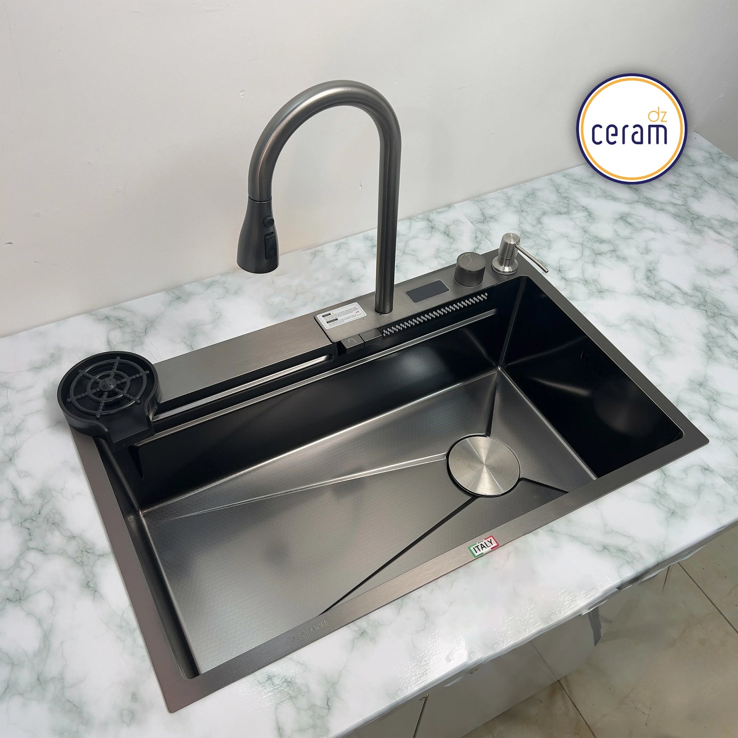 Evier PIANO 2 Bouttons SWISS-INOX Noire AVEC NANO