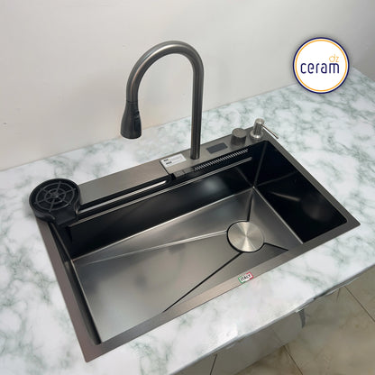Evier PIANO 2 Bouttons SWISS-INOX Noire AVEC NANO