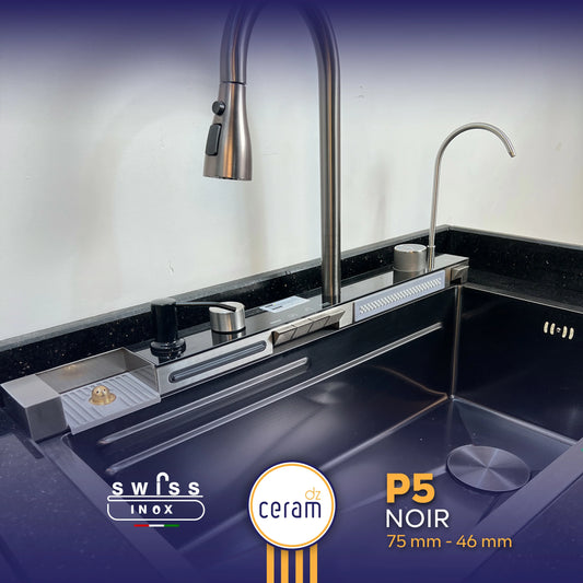Evier piano 5 boutons swiss inox حوض مطبخ بيانو بخمسة مقابض
